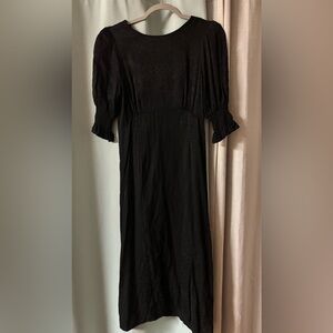 Elegant Black Puff Sleeve Maxi Dress